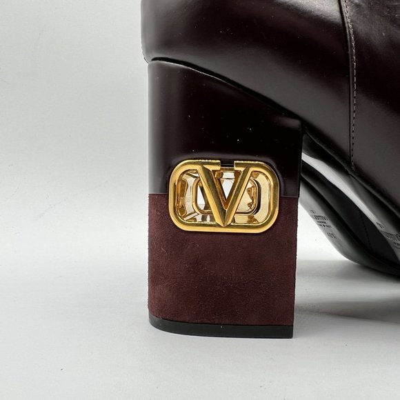 Valentino Garavani VLogo Heritage Leather VLogo-Heel Booties Made in Italy Sz 40 - Picture 4 of 14